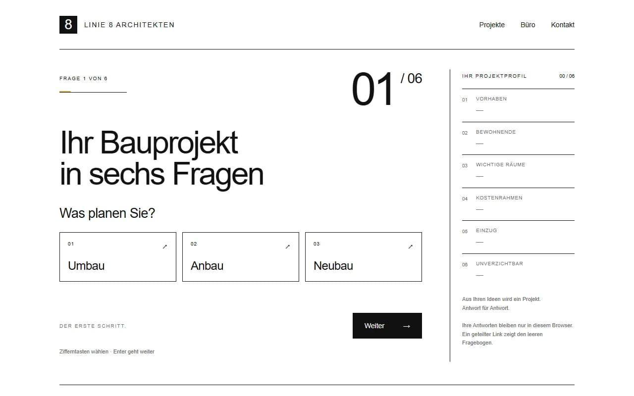 Beispielseite Fragebogen am Desktop