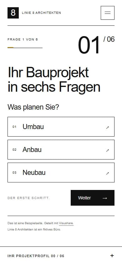 Beispielseite Fragebogen am Handy
