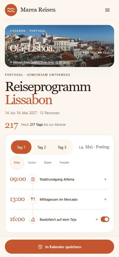 Beispielseite Programm am Handy